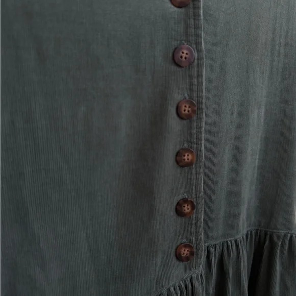 Vintage Eddie Bauer Elegant Sage Green Corduroy Sleeveless Dress - Picture 3 of 4